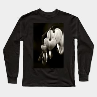 Bleeding Hearts (Dicentra) flowers in black and white Long Sleeve T-Shirt